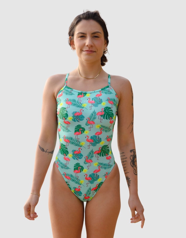 Salty Johnson - Flamingos Thin Strap One Piece