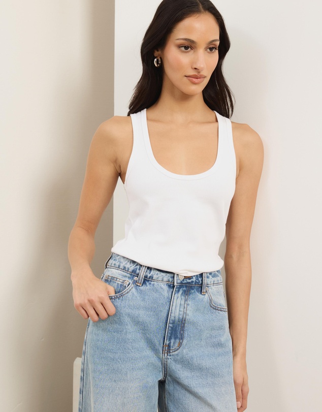 Atmos&Here - Ava Deep Scoop Organic Rib Racer Back Tank Top