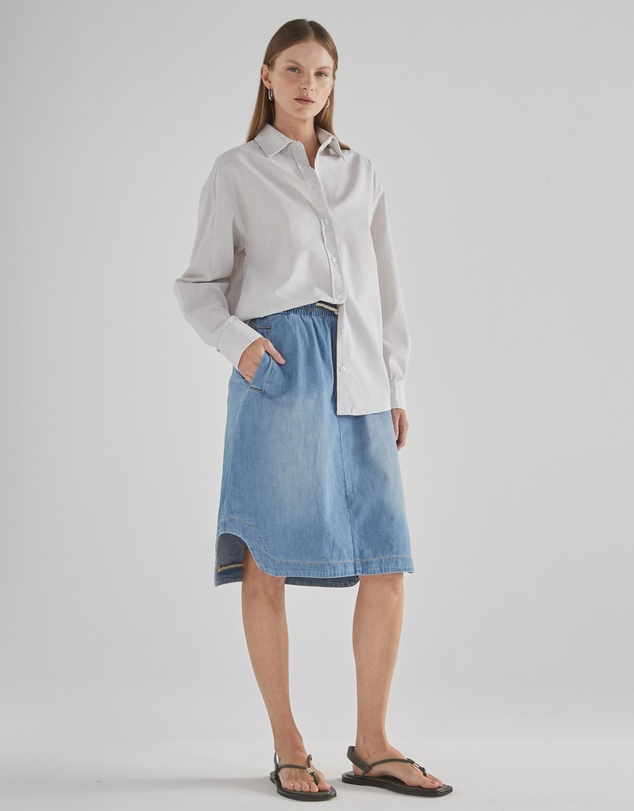 DRICOPER DENIM - Tilbury White Oatmeal Stripe Shirt