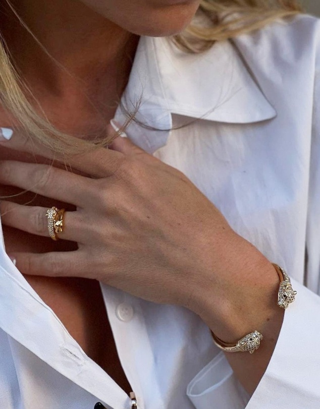 Nialaya Jewellery - Women's Twisted Panther Ring in Gold