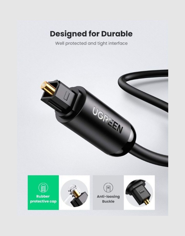 Ugreen - UGreen Fiber Optical Audio Cable 3M High-Fidelity Sound Wide Compatibility