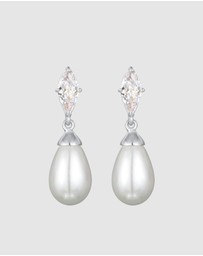 Elli Jewelry - Earrings Drop Elegant with Zirconia And Shell Core Pearls in 925 Sterling Silver