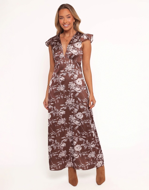 Petal & Pup - Solara Maxi Dress - Brown Floral Print