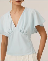 Tussah - Genevieve Flutter Sleeve Satin Top