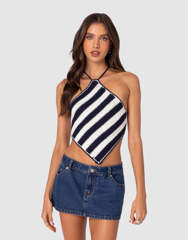 EDIKTED - Petra Open Back Crochet Triangle Top