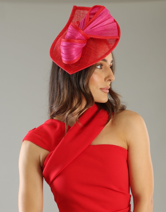 Morgan & Taylor - Xanthia Fascinator in Red and Pink