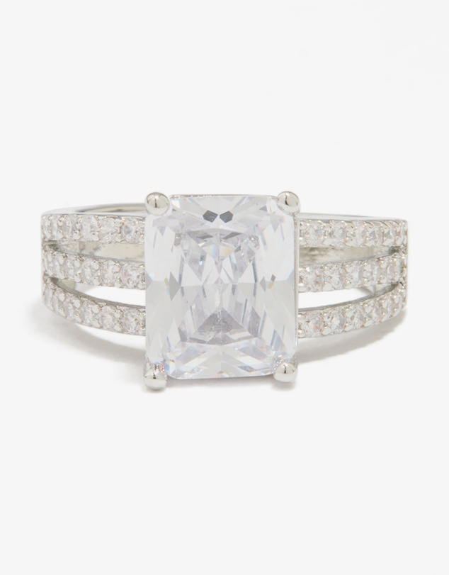 Lovisa - Silver Cubic Zirconia Square Band Ring
