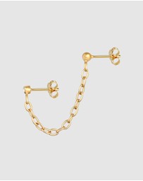 Elli Jewelry - Earrings Stud Chain with Crystal in 925 Sterling Silver Gold Plated