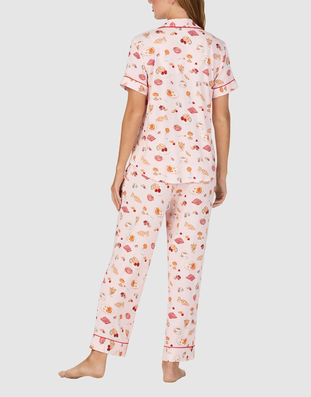 Kate Spade - Printed Modal Button Up Short Sleeve Long Pyjama Set