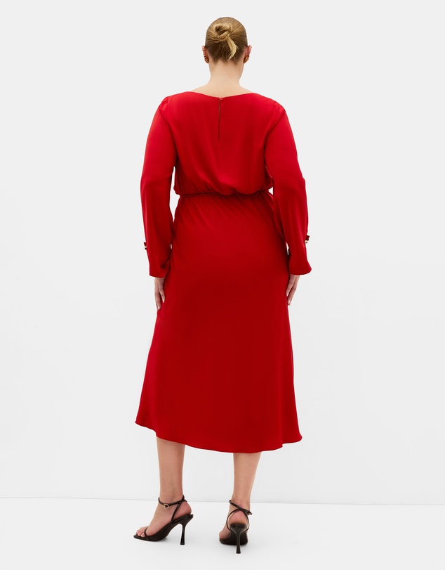 City Chic - Plus size Tara Long Sleeve Maxi Dress - red