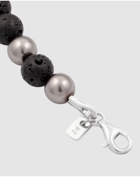 Kuzzoi - ICONIC EXCLUSIVE - Bracelet Ball Lava Synthetic Pearl Grey Black 925 Sterling Silver
