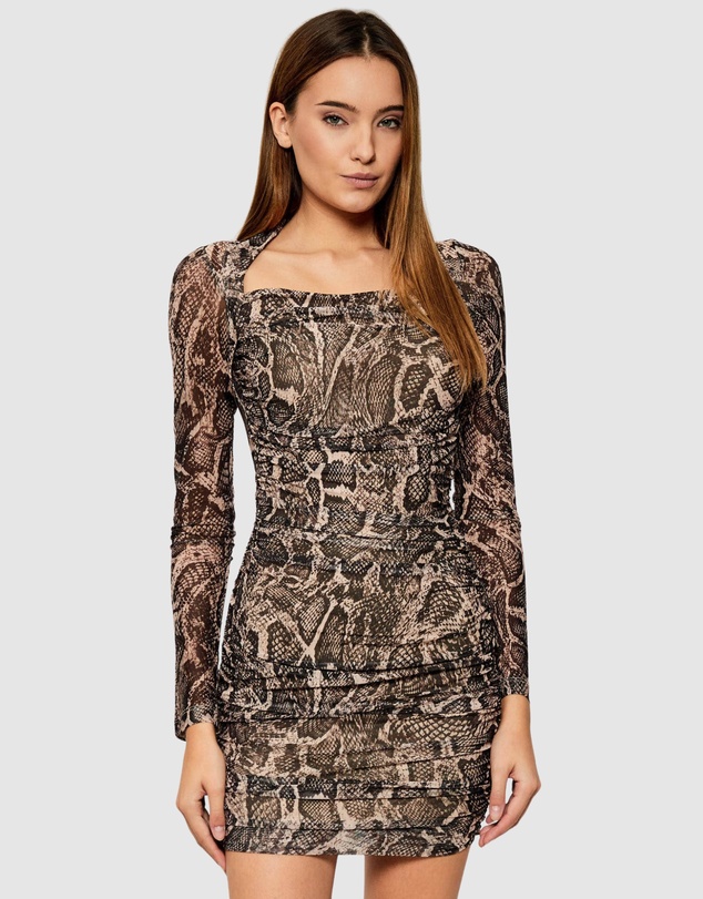 GUESS - Bernardette Long Sleeve Square Neck Dress