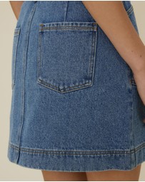 The Fated - Pocket Detail A-Line Denim Mini Skirt