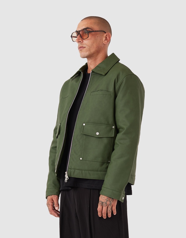 Zanerobe - Faux Leather Aviator Jacket Forest
