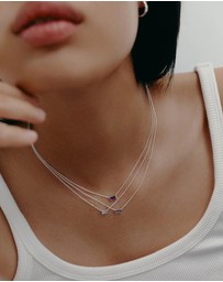 Kirstin Ash - Baguette Birthstone Necklace May Green Onyx