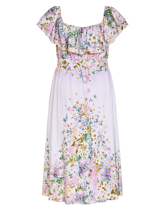 City Chic - Plus size Garden Party Off Shoulder Maxi Dress - lilac