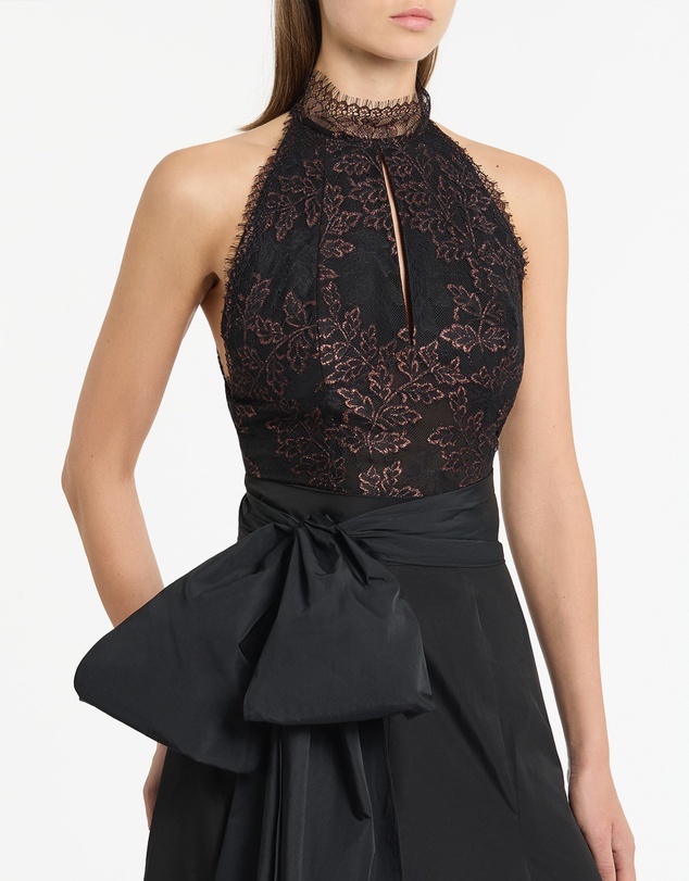 Carla Zampatti - Black Metallic Lace Halter Top