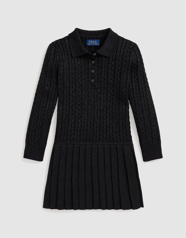 Polo Ralph Lauren - Metallic Mini-Cable Polo Sweater Dress - Kids