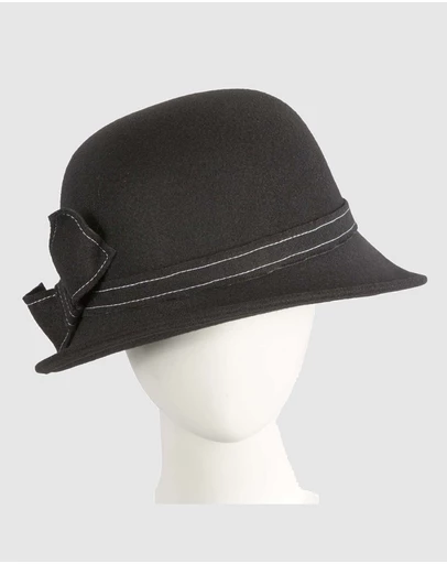 Max Alexander - Winter Felt Black Cloche Hat