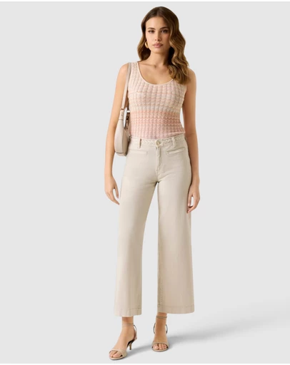 GUESS - High-Rise Zoya Wide Crop Leg Braided Pants