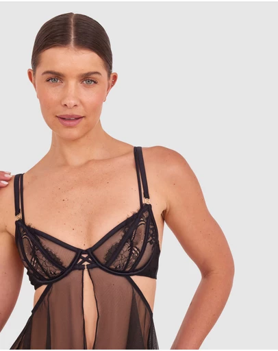 Bras N Things - Night Games Eyes On Me Unlined Babydoll Bra - Black
