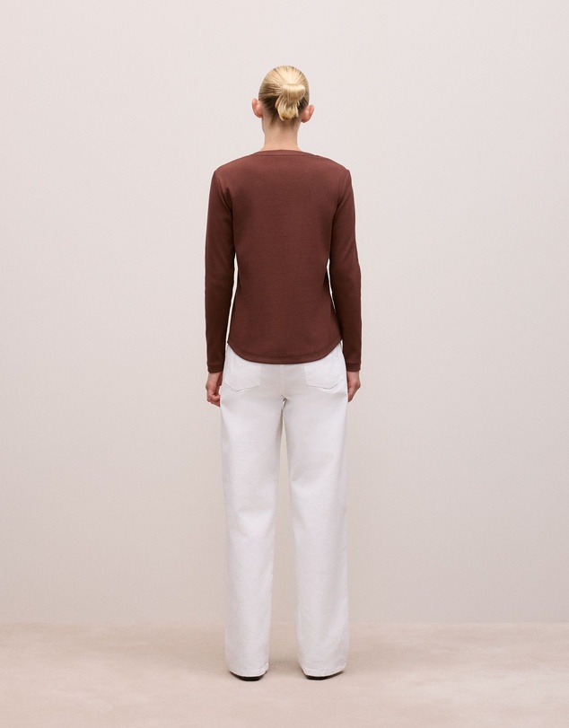 Trenery - Cotton Henley in Espresso
