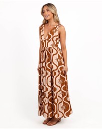 Petal & Pup - Zora Maxi Dress - Tan Print