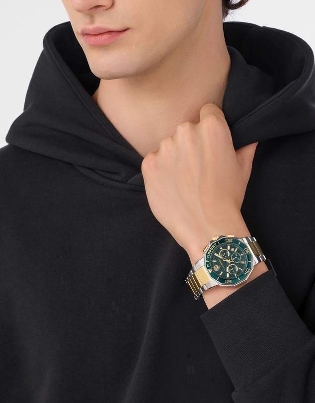 Plein Sport - Plein Titan Watch 46mm Green Dial and Silver-tone Bracelet