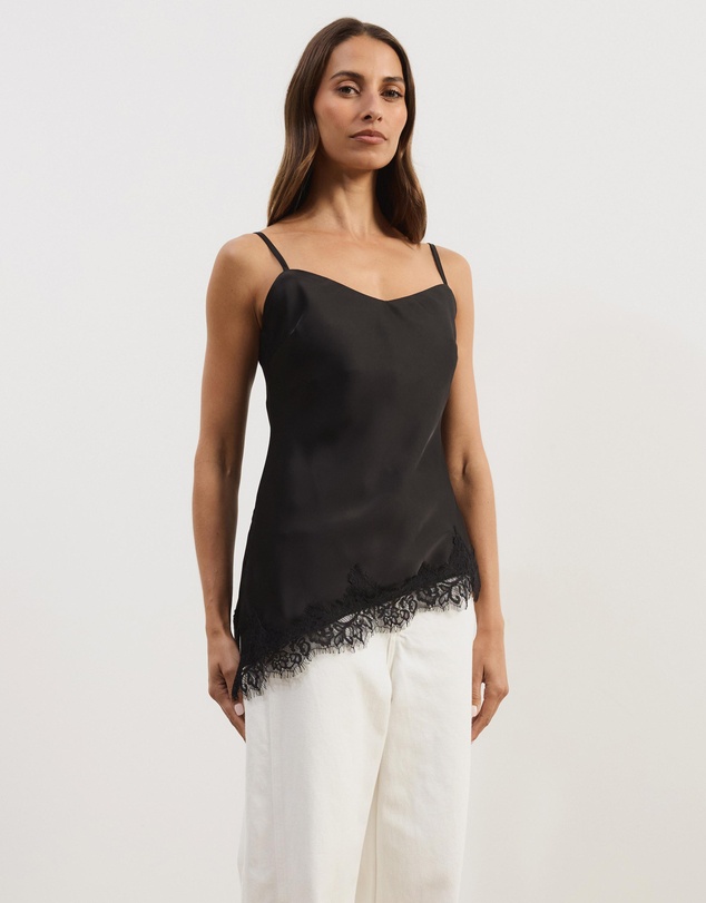 Atmos&Here - Leoni Asymmetric Lace Satin Cami