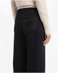 Carla Zampatti - Washed Black Denim Wide Leg Pant