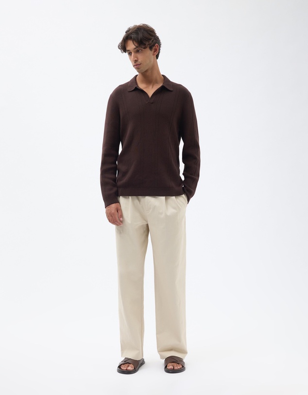 AERE - Organic Cotton Long Sleeve Polo