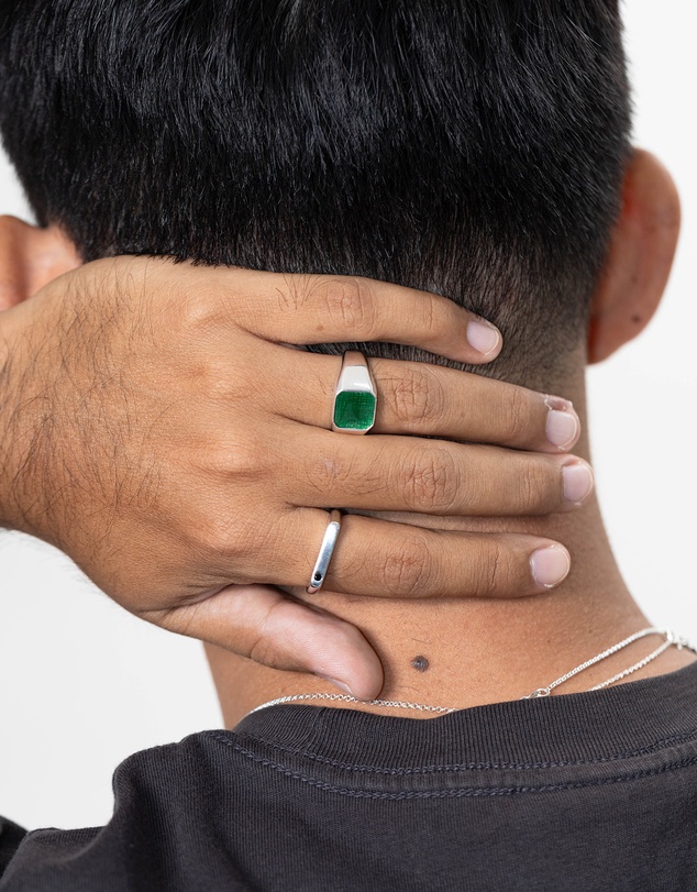 Kuzzoi - ICONIC EXCLUSIVE - Enamel Signet Ring in 925 Sterling Silver