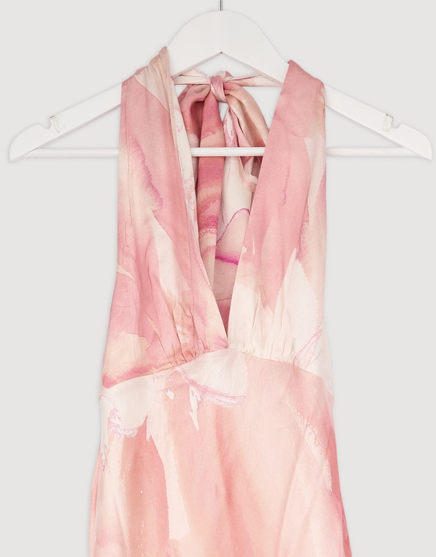 Revibe - Repaired Shona Joy Roberts Halter Neck Maxi Dress - AU 6
