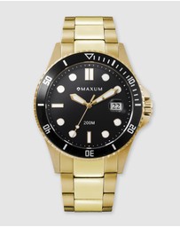 Maxum - Prince Black Dial, Gold Tone Case & Bracelet