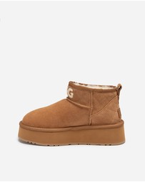 Ozwear Connection Uggs - Ugg Classic Platform Knit Logo Matelassé Ultra Mini Boot