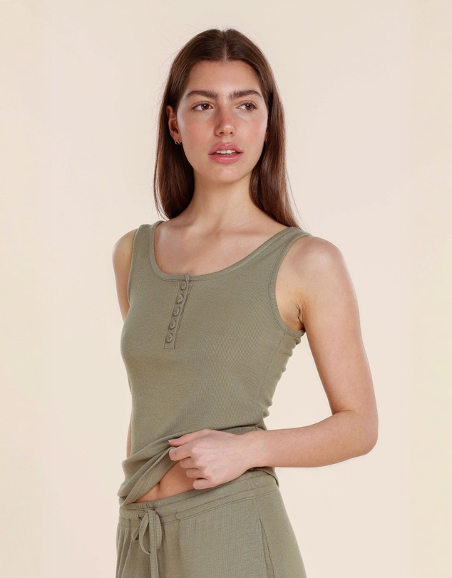 Gingerlilly - Liberty Ribbed Singlet Henley Top