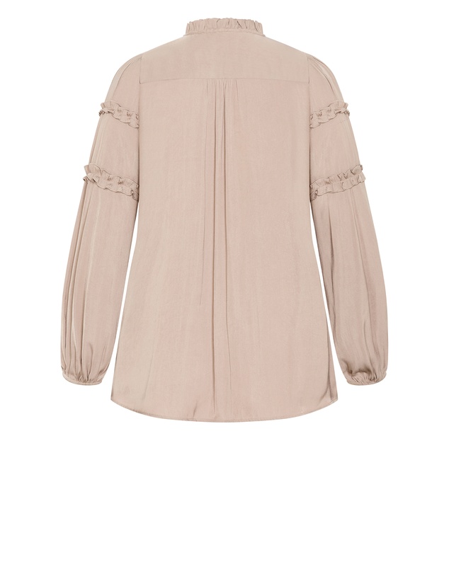 City Chic - Plus size Drama Queen Long Sleeve Shirt - stone