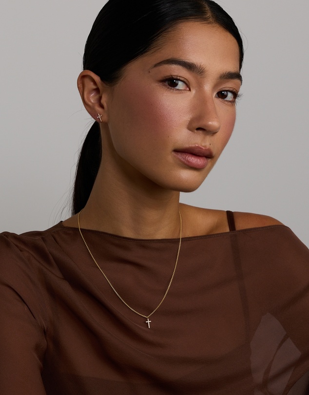 Michael Hill - Cross Necklace and Earring Set in 18kt Vermeil with Cubic Zirconia