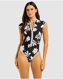 Seafolly - Mayflower Cap Sleeve Zip Front One Piece Swimsuit