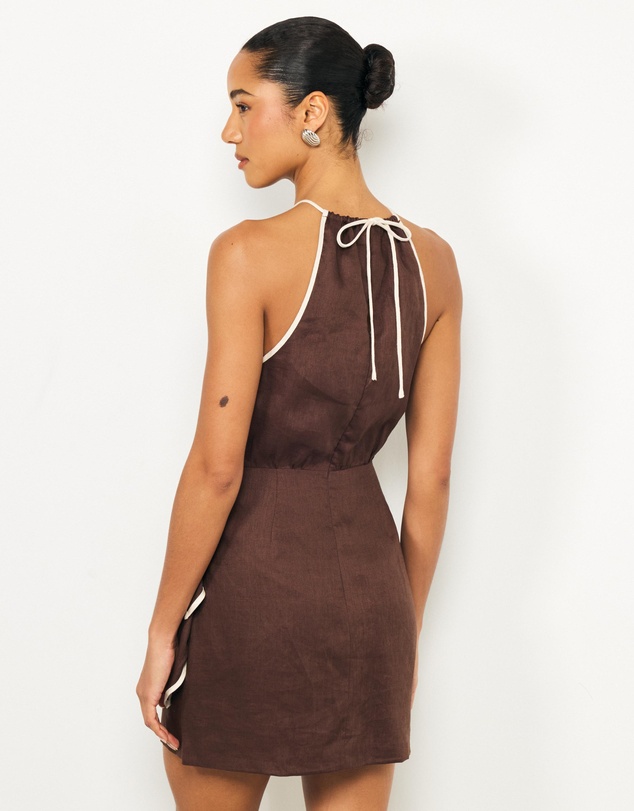 AERE - Lumi Contrast Bind Linen Mini Dress