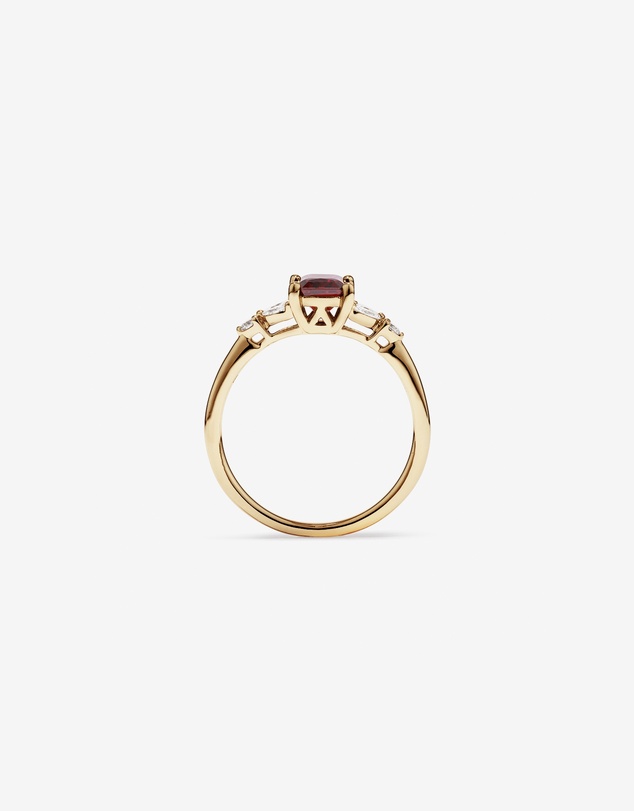 Michael Hill - Radiant Cut Garnet and 0.16 Carat TW of Diamonds Scatter Ring in 10kt Yellow Gold