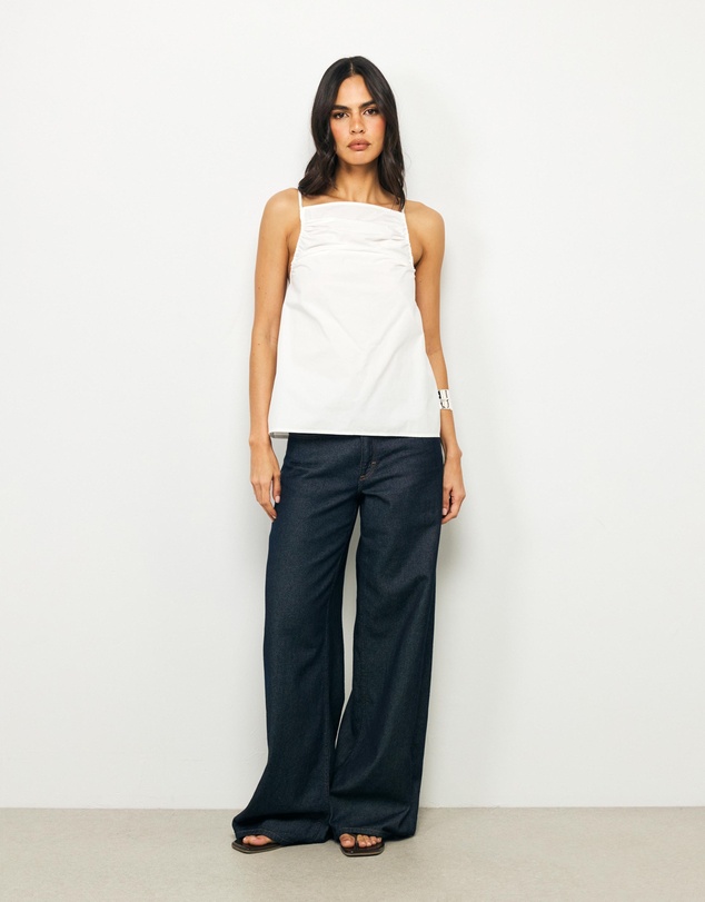 AERE - Zara Ruched Poplin Top