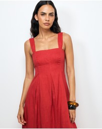 AERE - Inara Pleated Linen Midi Dress