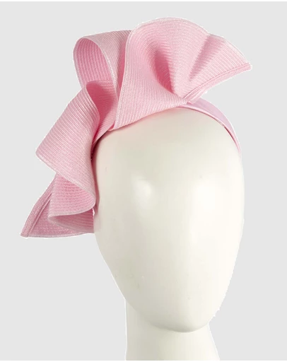 Max Alexander - Large Wavy Pink Racing Fascinator