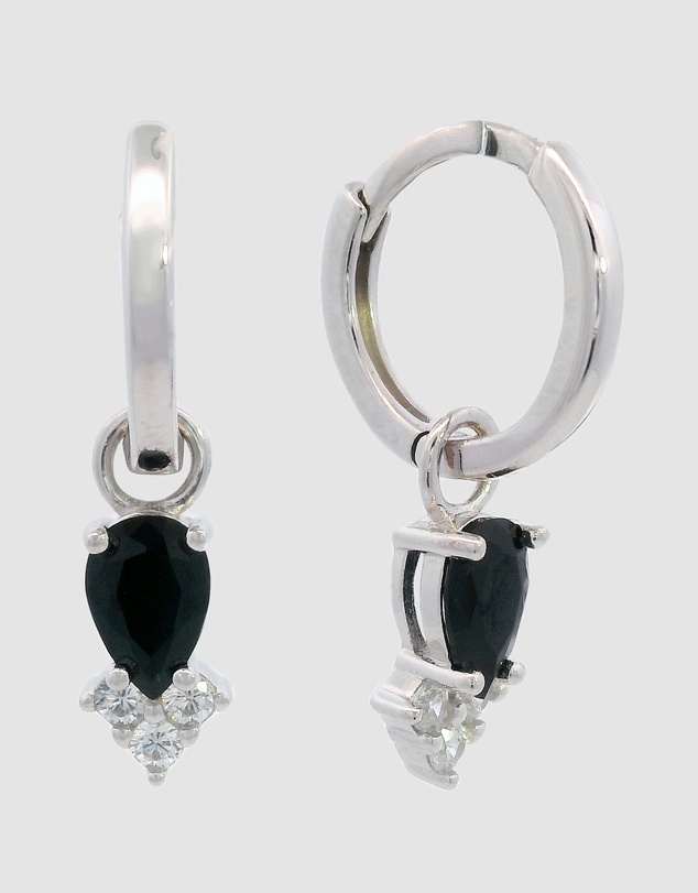 Georgini - GEORGINI MIDNIGHT VELVET ASTERIA HOOP EARRINGS BLACK AND SILVER