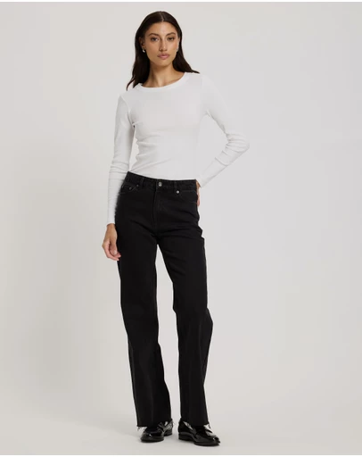 Atmos&Here - Myra Straight Leg Raw Hem Jeans
