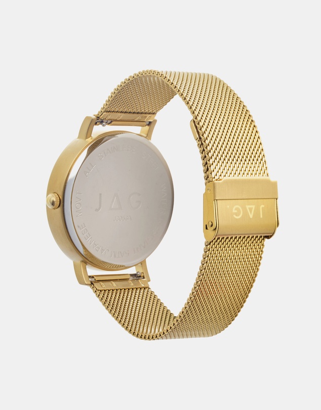 Jag - Ryan Mens White Dial 43mm Gold/Brown Watch Set