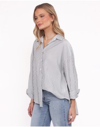 Petal & Pup - Edna Shirt - Charcoal Stripe