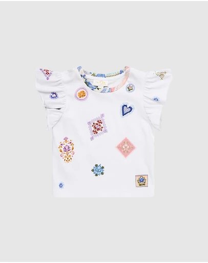 Camilla - Embroidered Frill Tee - Babies