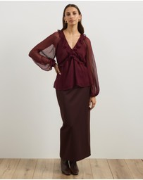 Atmos&Here - Piper V-Neck Ruffle Blouse